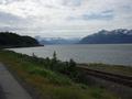 The Alaska Railroad parallels the Seward Highway south of Anchorage