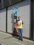Standing next to the Once in a Blue Moose shop in Anchorage
