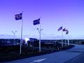 Flags outside the Blue Lagoon